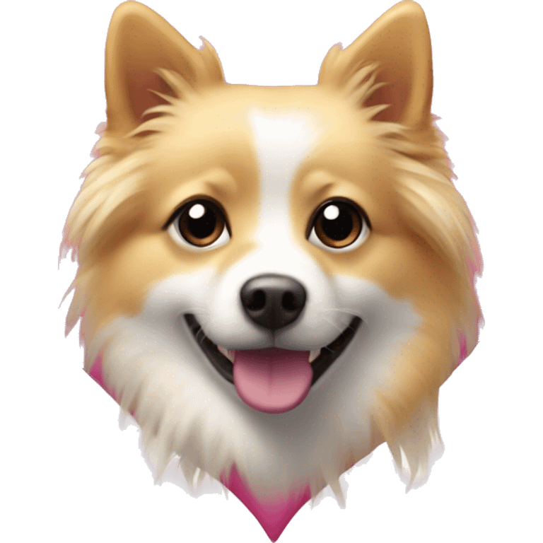 White and blonde spots spitz in a pink heart emoji