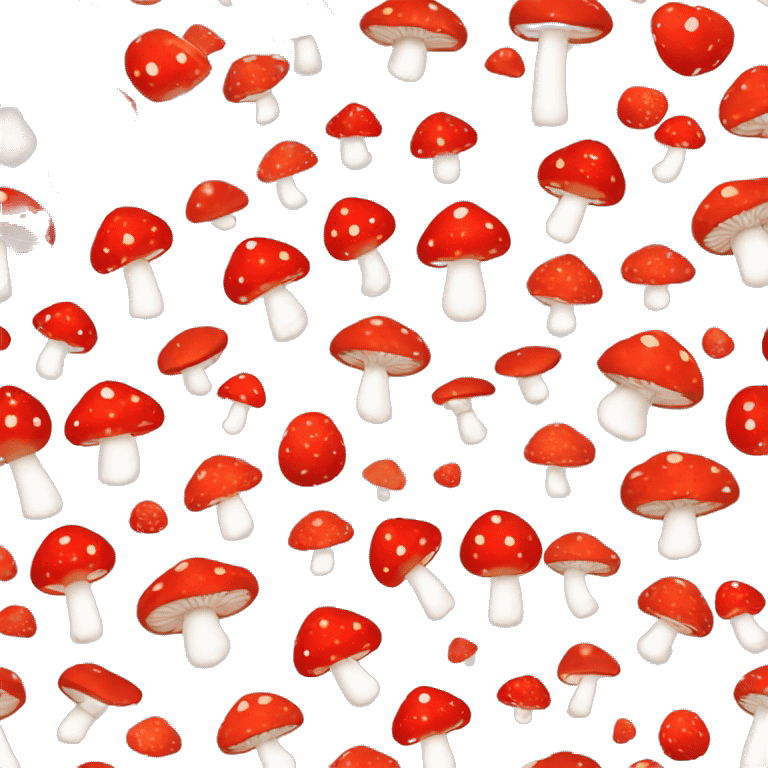 Red mushrooms with white dots and happy face with an heart on it  emoji