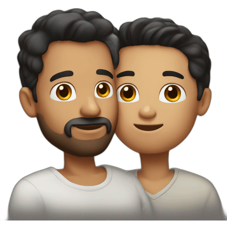 redhead brown man kissing black haired man emoji