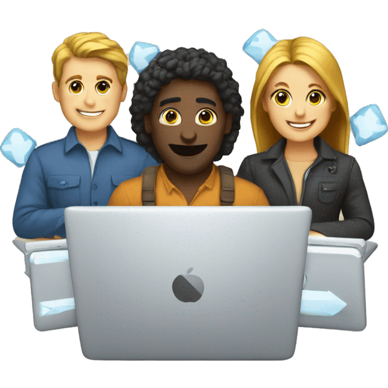 Teamwork with laptops emoji