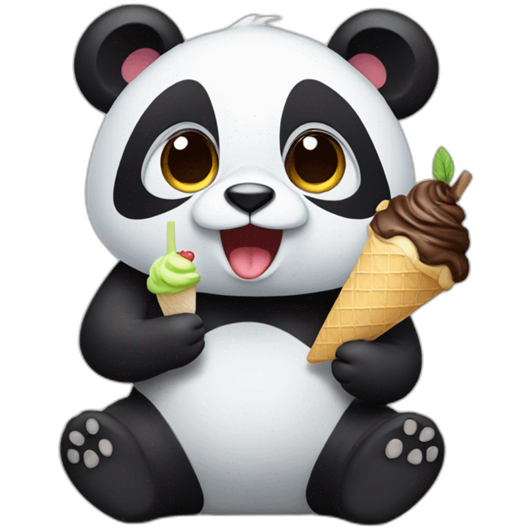 Panda eating ice cream emoji