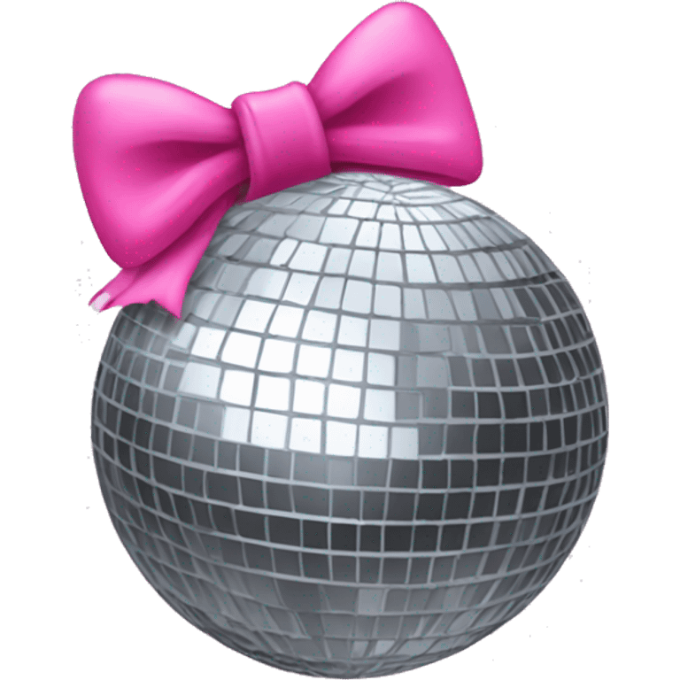 Disco ball with pink bow emoji