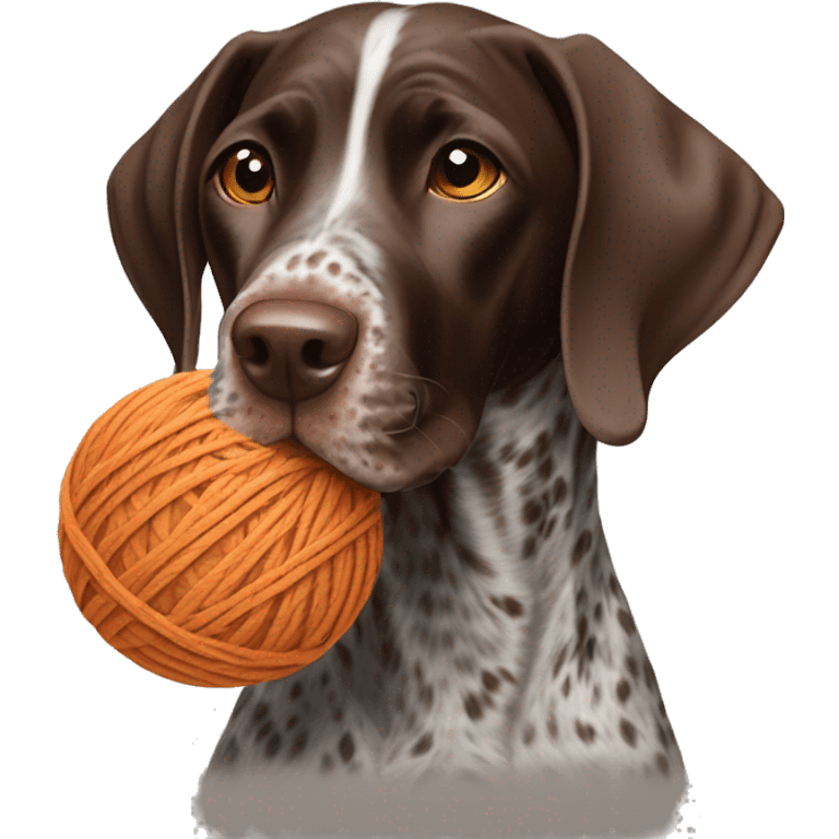 German shorthair pointer with ball of yarn in it’s mouth emoji