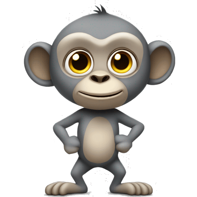 grey cartoony monkey with cartoony face with no legs emoji