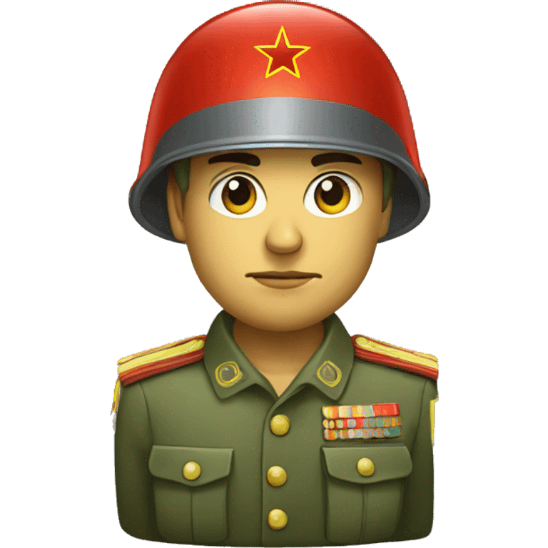 ussr soldier serious with military helmet emoji