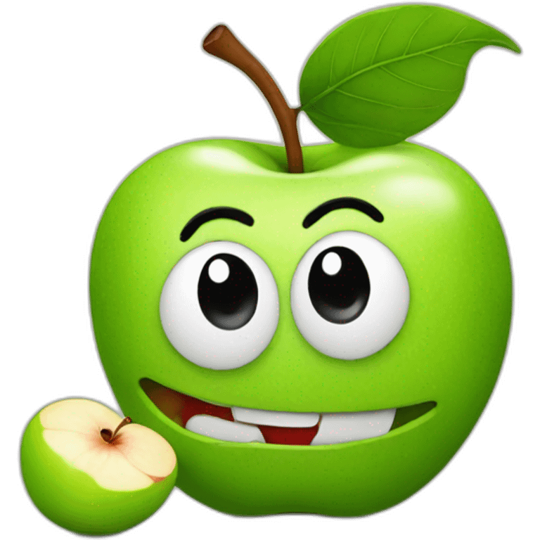 Apple with Worm emoji