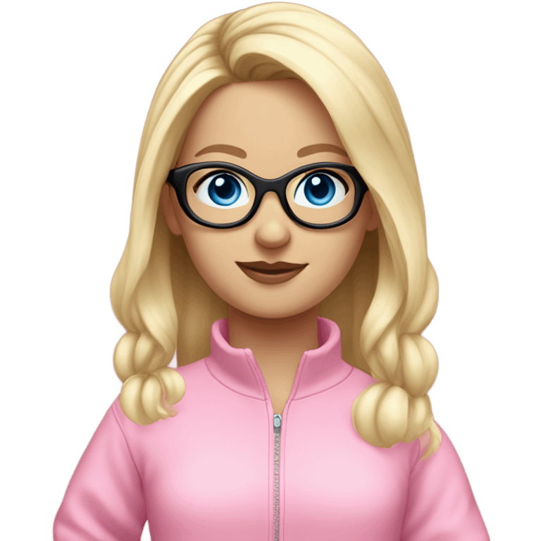 dancing-fair-haired-white-girl-pink-oversize-tracksuit-black-glasses-blue-eyes emoji