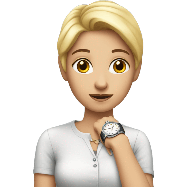 lady looking at watch emoji