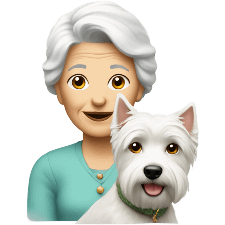 An older lady with westie emoji