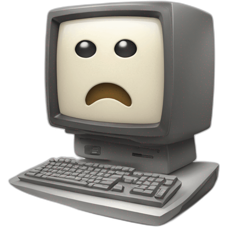 Anthropomorphic computer with a face, arms and legs doing something random emoji