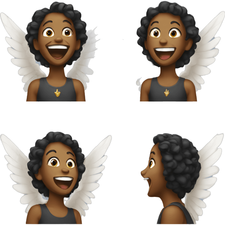 Black angel laughing  emoji