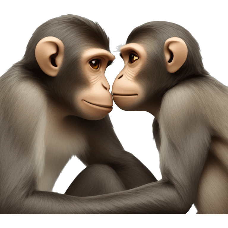 Two monkeys kissing emoji