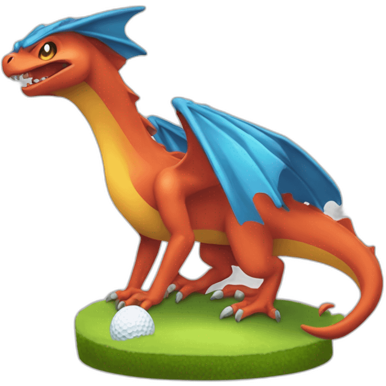 Dracaufeu Pokémon qui joue au golf emoji