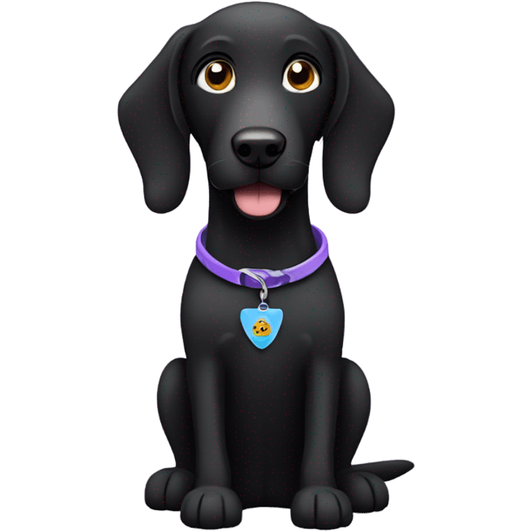 black lab dog wearing a recovery collar  emoji