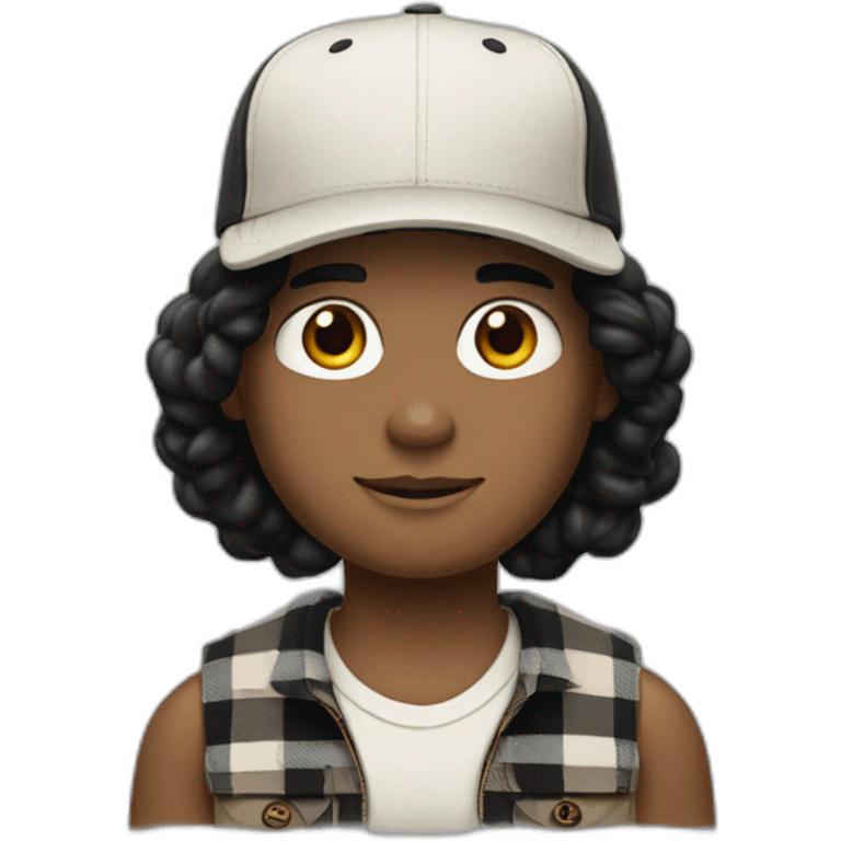 guy with white skin burberry cap and black mid-length hair emoji