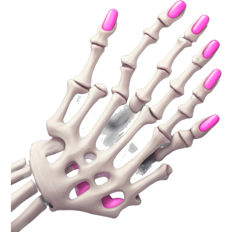 Skeleton hand with pink nails emoji