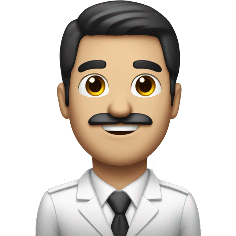 dark hair dark eye man with short mustache flight attendant emoji