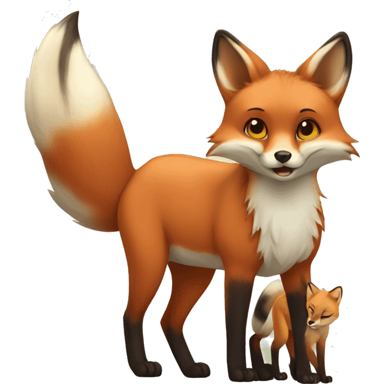 pregnant fox with baby lynx  emoji