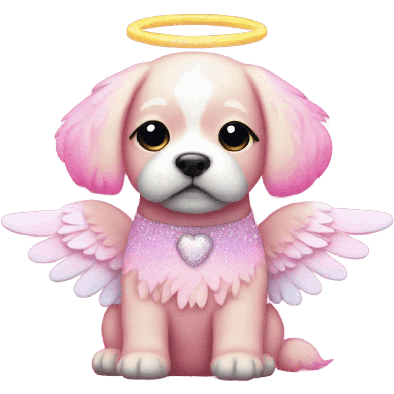 Entire pink ombre sparkly dog with angel wings  emoji