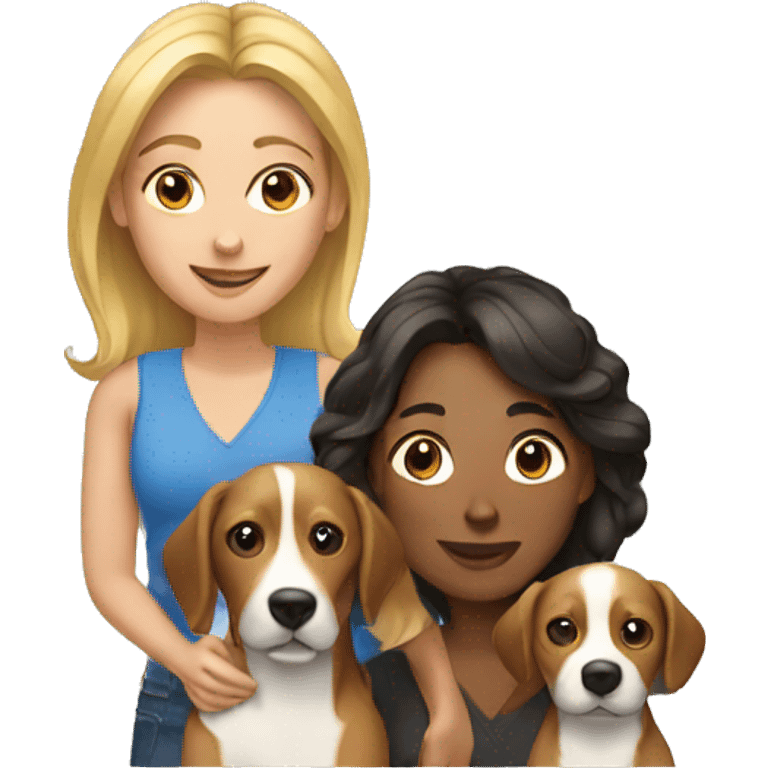 two women with a dog emoji