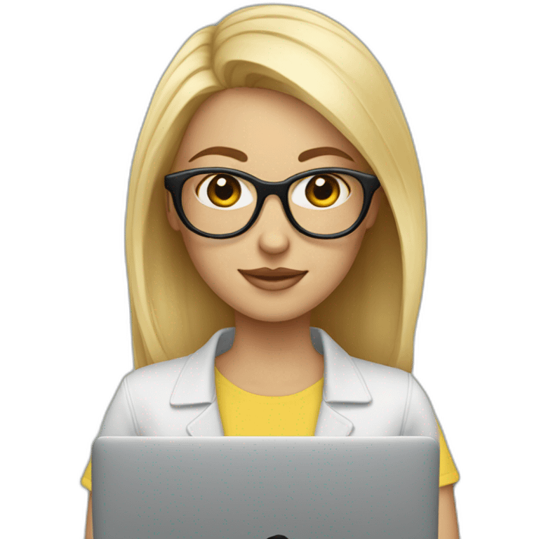 blonde-girl-with-macbook-and-glasses emoji