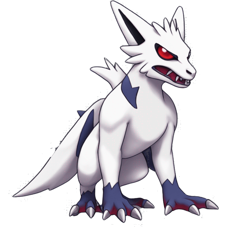 Cool Edgy Zangoose-Absol-Seviper Fakémon Digimon with Edgy markings, full body, outlined emoji