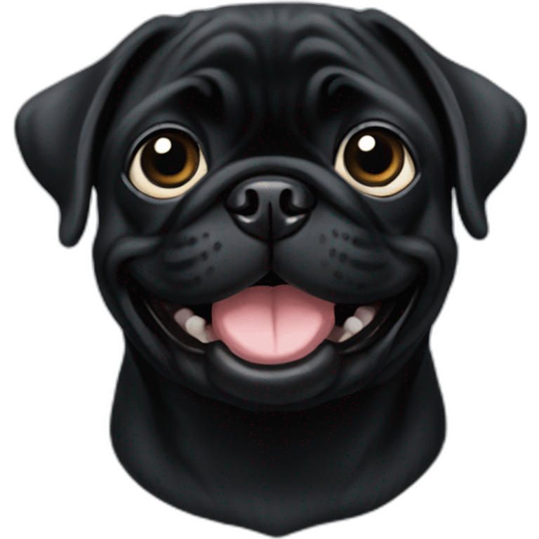 a black pug smiling emoji