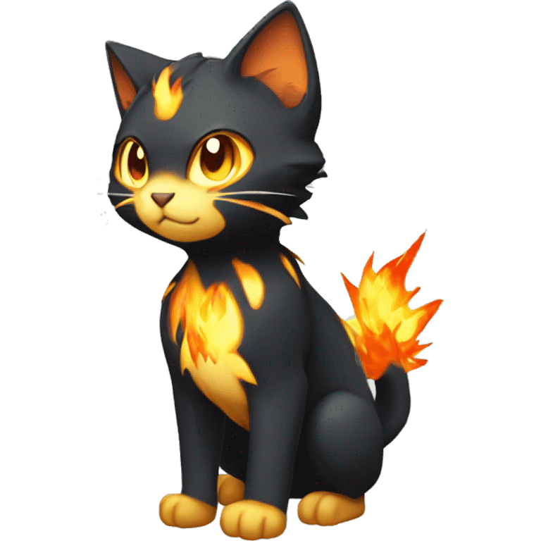 Shiny Dark-type-Fire-type-Fakémon-Cat full body emoji