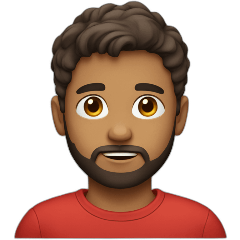 boy with red t-shirt, defined beard and dark brown short hair emoji