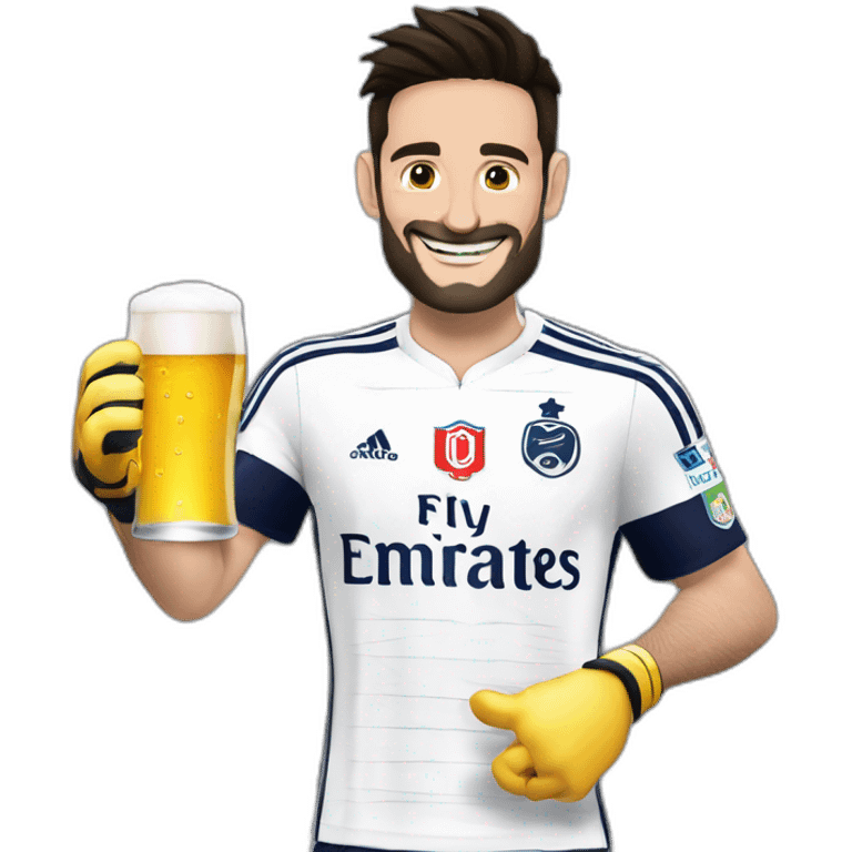 Hugo Lloris qui boit une bière emoji