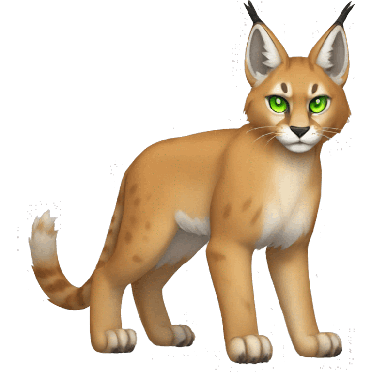 Lynx-Caracal-Fakemon-hybrid with orange points, green eyes brown toes, and short tail, full body emoji