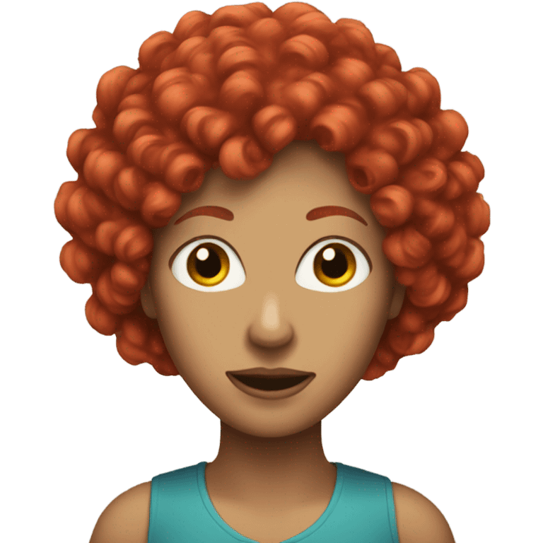 woman with funny red curly wig emoji