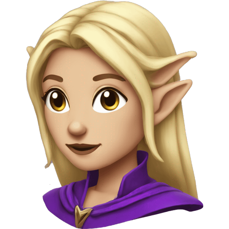 fear Noble female Elf with Elf ears and blonde hair and purple robes emoji