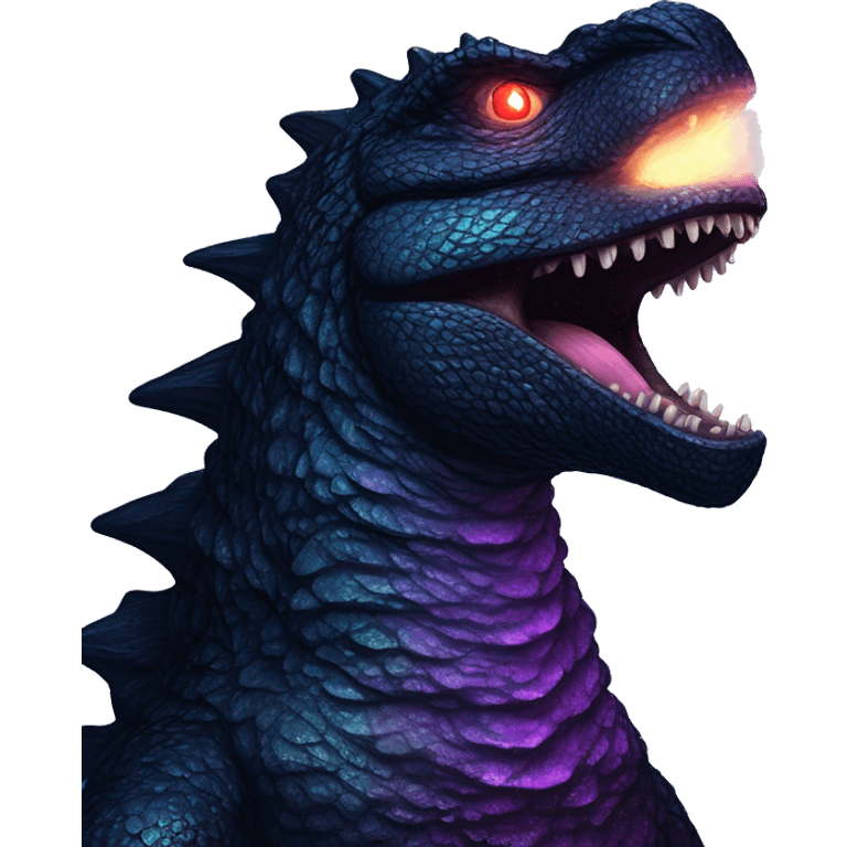 Dark iridescent godzilla glowing emoji