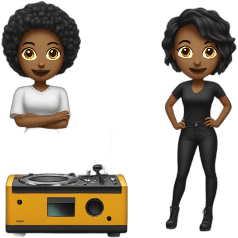 female photographer, a dj and a vocalist emoji