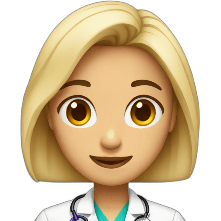 Doctorrubia cabello largo y sonriente emoji