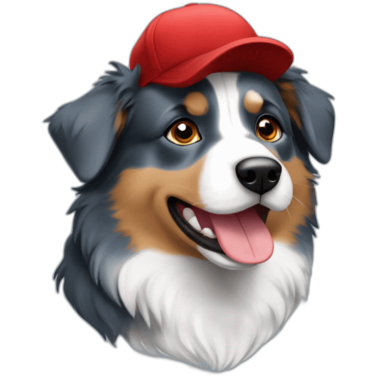 Blue australian shepherd with red cap emoji