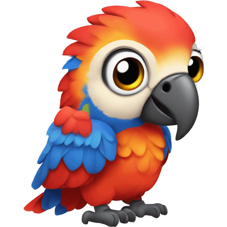 baby scarlet macaw full body big eyes, head-on emoji