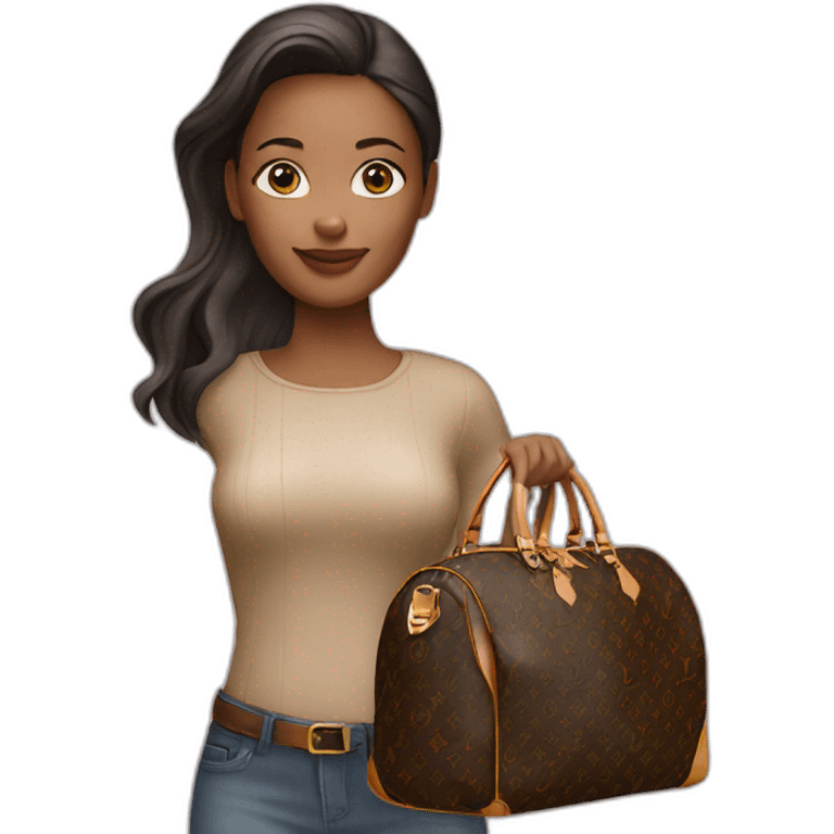 woman holding louis Vuitton travel bag emoji