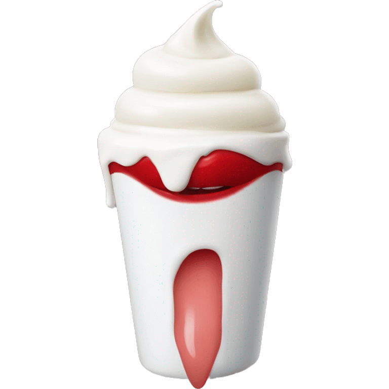 open red lips with yogurt emoji