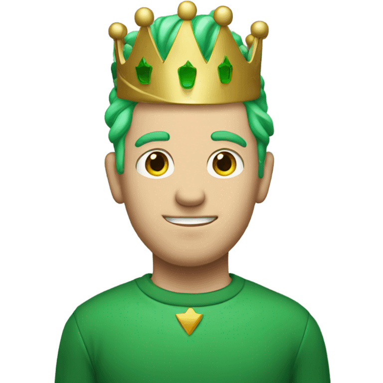 A white man with green hair, a green sweater with a W on it, and a crown on his head emoji