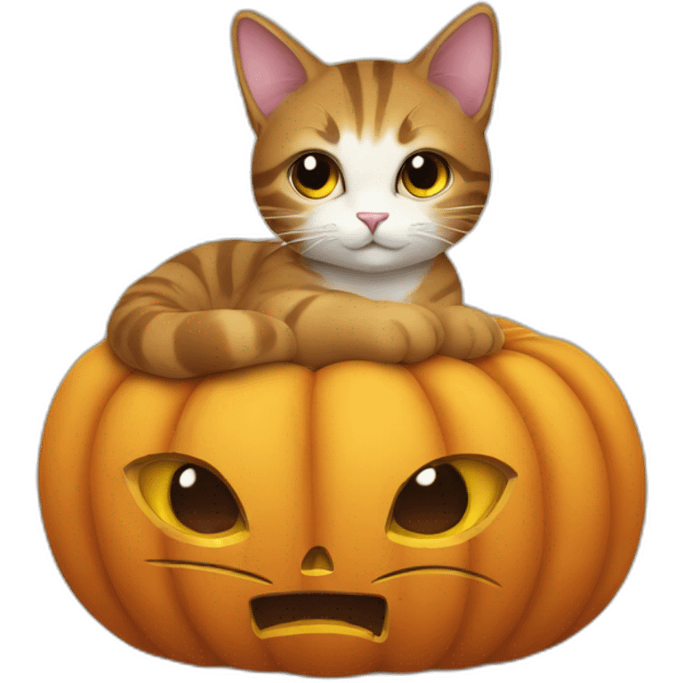 Cat on pumpkin  emoji