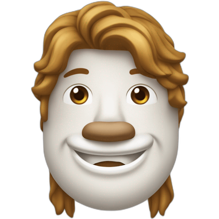 Hombre de mitad de cuerpo piel blanca cabello largo cafe  cadena con dije de caballo grande en el cuello emoji