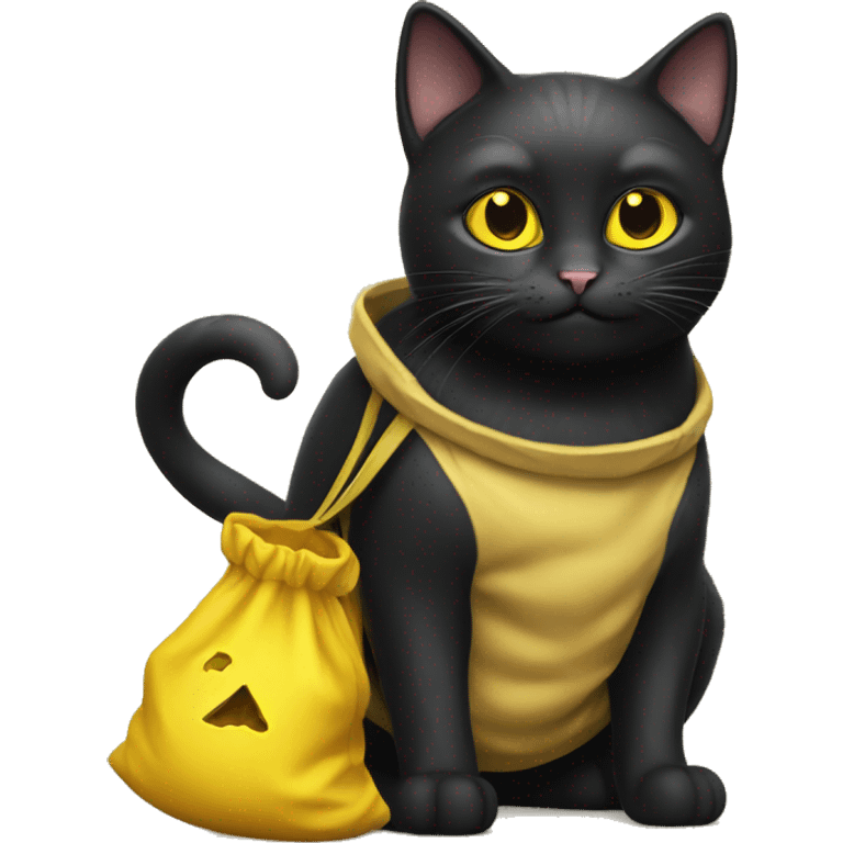 Black cat with magic yellow bag emoji