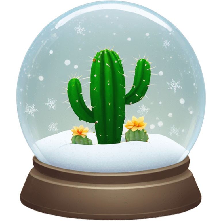 Cute cactus in snow globe  emoji