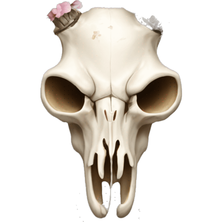 Deer head skull with cherry blossom on antlers emoji