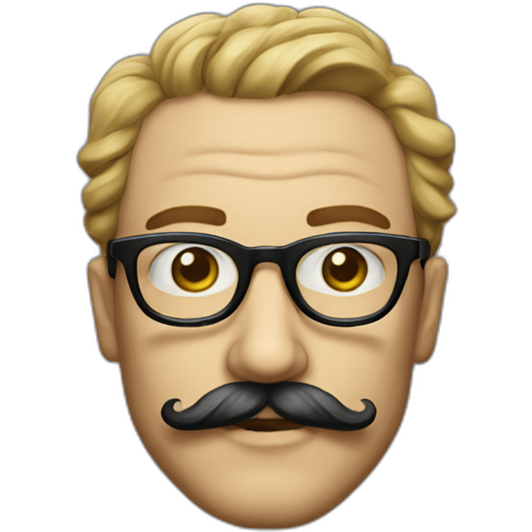 Man with dali mustache and beard with snob glasses emoji