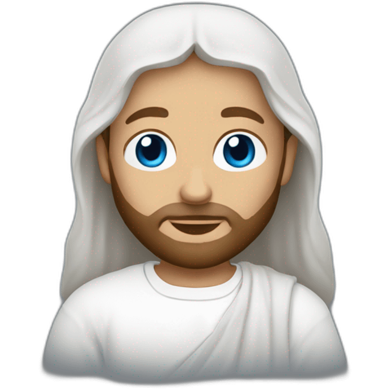 Jesus with blue eyes and white t-shirt emoji