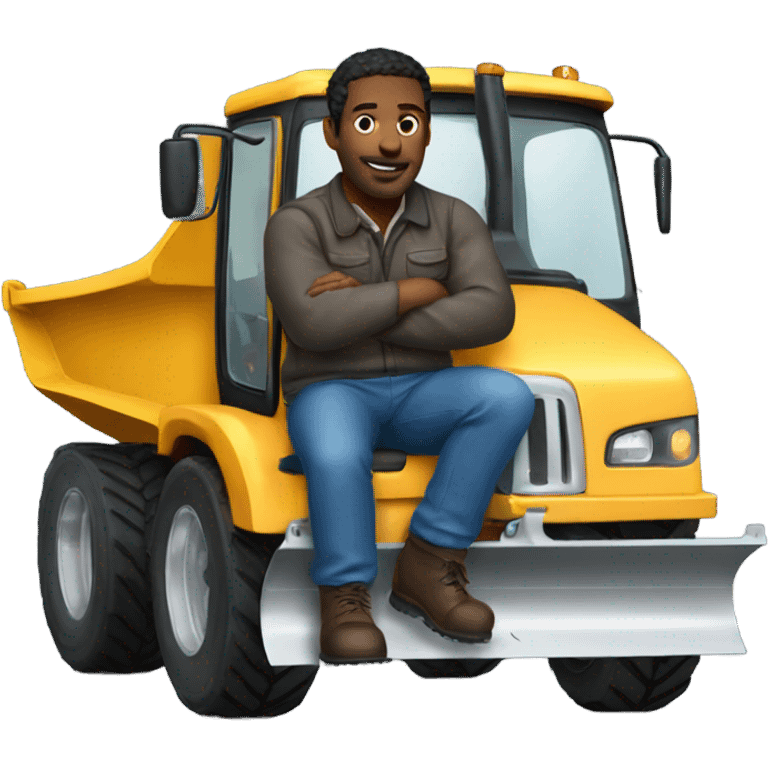 Man driving snowplow truck emoji