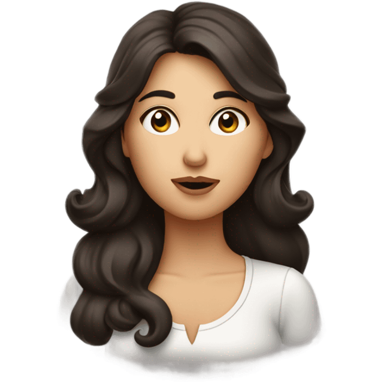 A brunette lady blowing a kiss  emoji